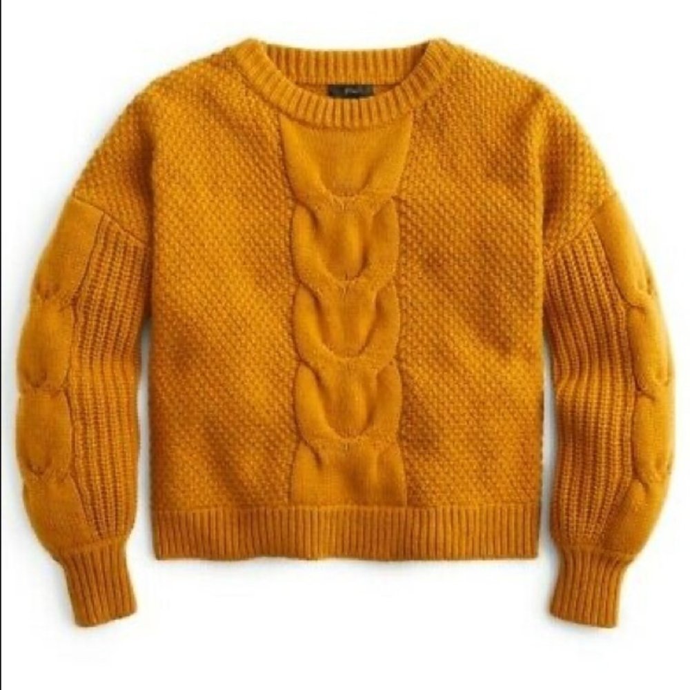 J. Crew Cable-knit balloon sleeve sweater NWOT S
